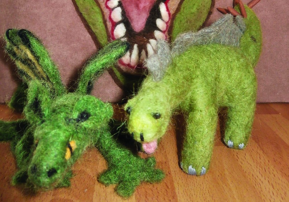 Two felted dragons
