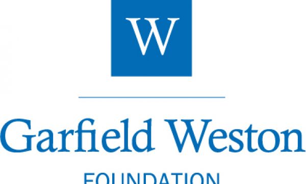 Logo. White W on blue background, with text Garfield Weston FOUNDATION underneath