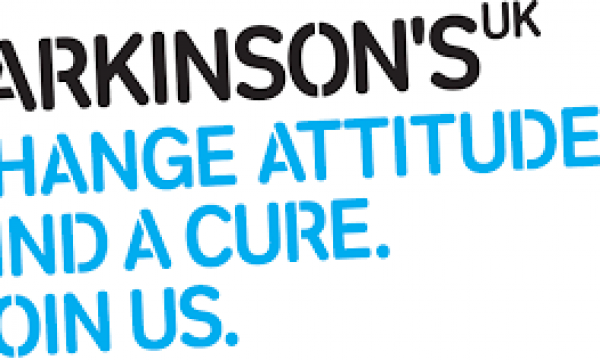 Parkinson's UK logo. Text reads: Parkinson's UK. Change Attitudes. Find A Cure. Join Us.