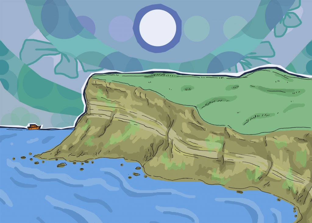 Illustration of Huntcliff in Saltburn by the Sea, North Yorkshire