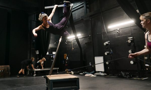 Circus performers practice in ARC's Theatre space