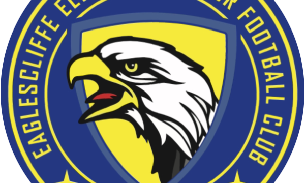 Eagelscliffe Elements Junior Football Club logo, featuring the head of an Eagle and yellow text on a blue badge.