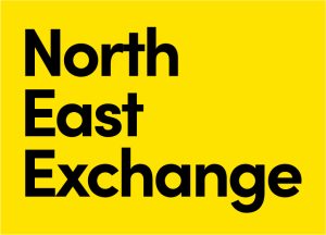 North East Exchange in black on a yellow background