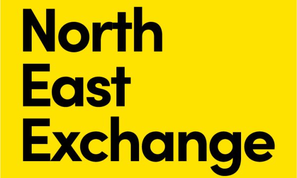 North East Exchange in black on a yellow background
