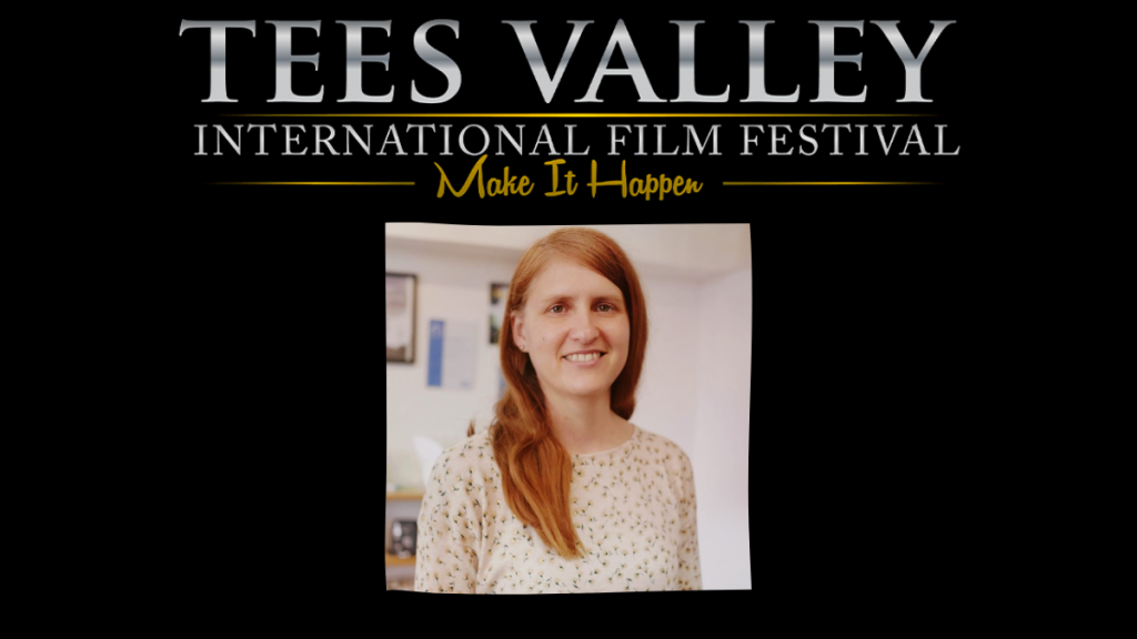 Image with the Tees Valley International Film Festival logo, and 'Make It Happen' tagline at the top. Underneath is Maria Caruana Galizia a white woman with long reddish hair who is smiling. She is wearing a light coloured top.