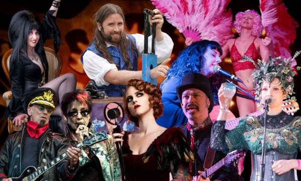 Collage of the artists performing in the cabaret