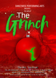 Dancewise performing arts presents The Grinch, a red bauble