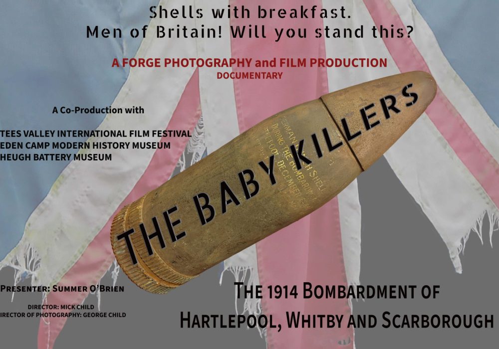 The background is a faded union jack with a brass coloured bullet with The Baby Killers in black text.