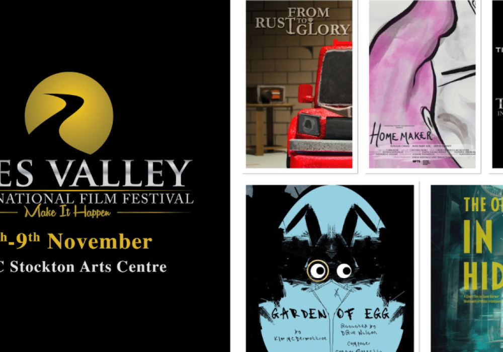 Tees Valley International Film Festival logo and dates 6-9 November, plus a collage of 4 promo images for the films in the Animations category