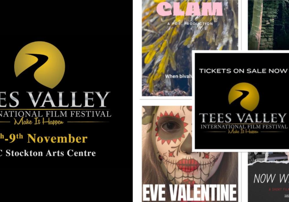 Tees Valley International Film Festival logo and dates 6-9 November, plus a collage of 4 promo images for the films in the Smartphone category