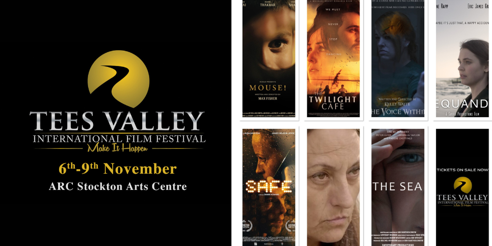 Tees Valley International Film Festival logo and dates 6-9 November, plus a collage of 7 promo images for the films in the Drama (Block 2) category